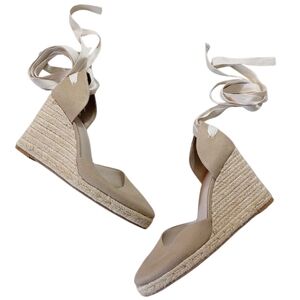 Reformation Camilla Tan Espadrille Wedges Size 8